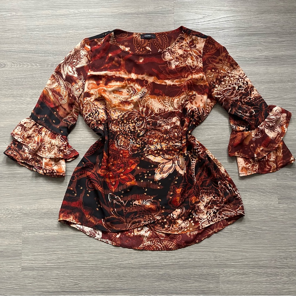 Cocomo Women's Burgundy Boho Flowy Blouse